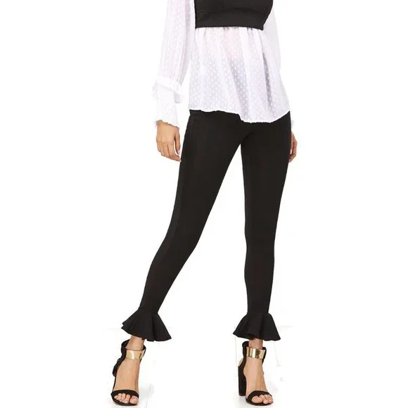 Ruffle Hem Leggings Black - Picture 3 of 4